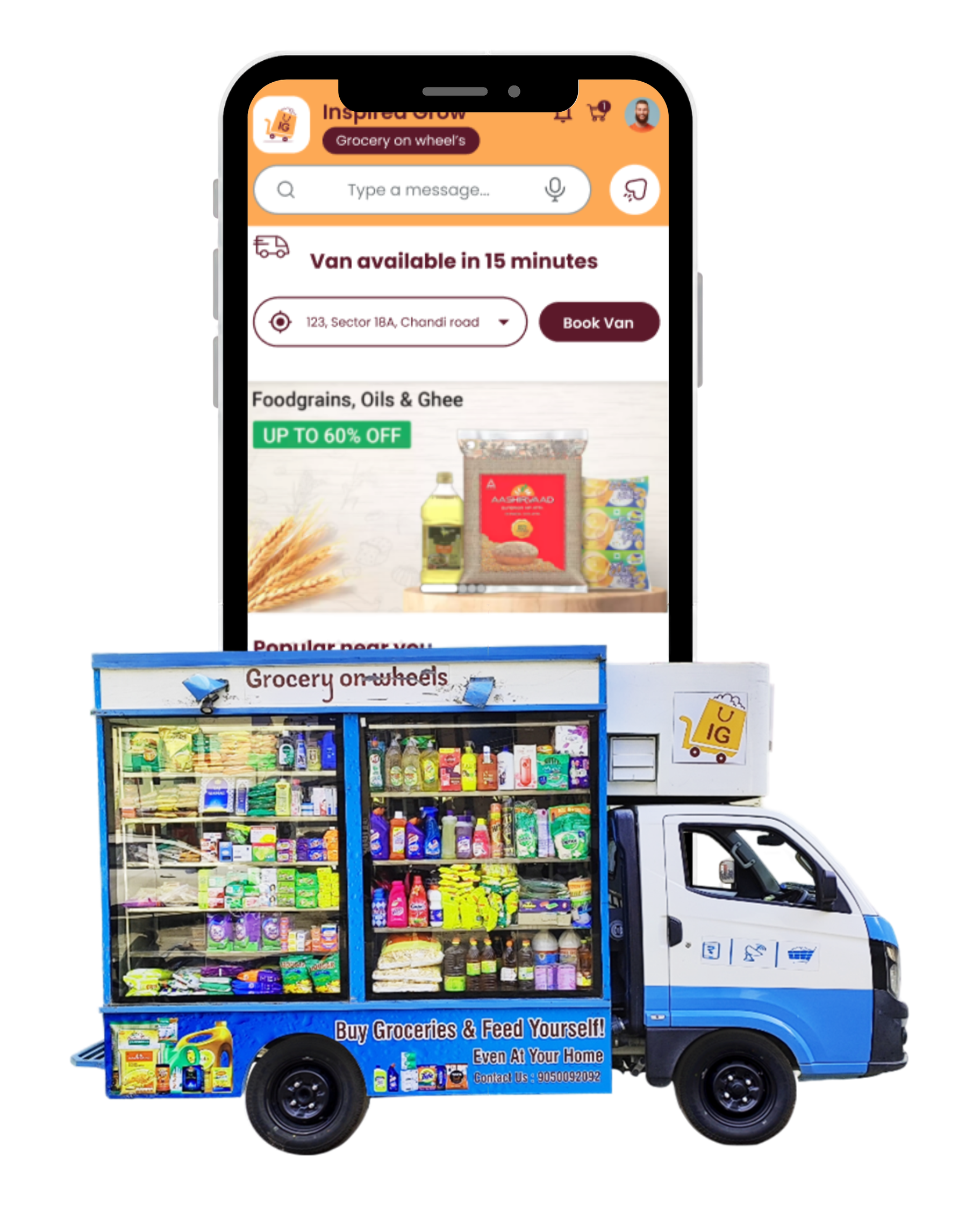 Grocery on Wheels App Interface Mockup